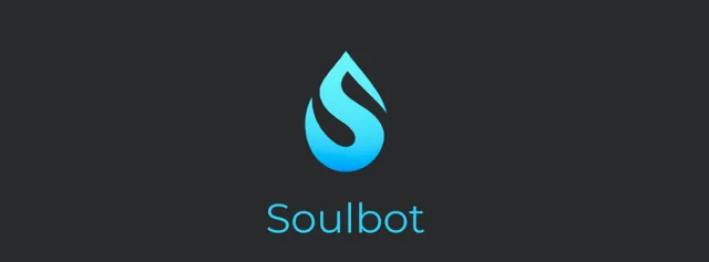 Goutte bleue et nom Soulbot sur fond gris