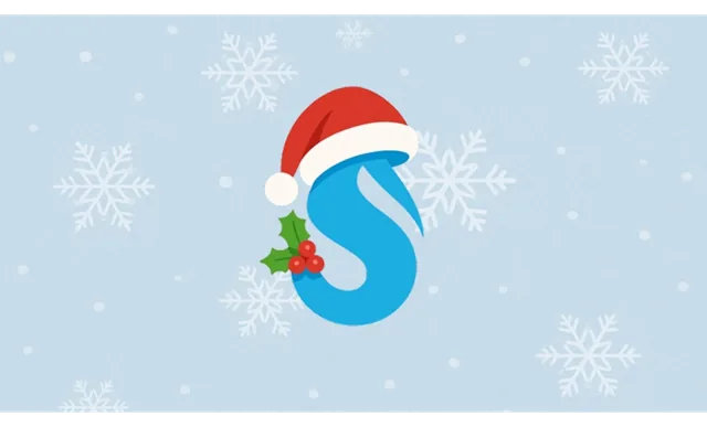 Goutte Soulbot avec bonnet de Noël sur fond de flocons