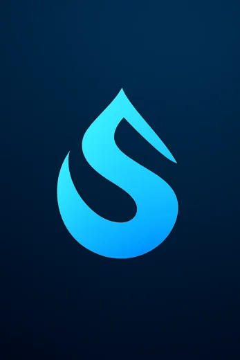 Goutte Soulbot bleue sur fond bleu nuit
